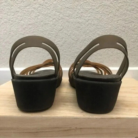 Crocs Haurache Brown Braided Open Toe Wedge Sandals 9 - Picture 5 of 5